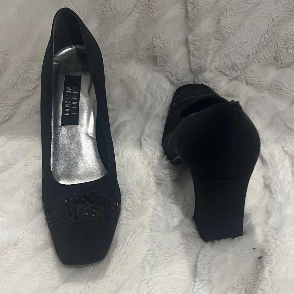Stuart Weitzman Black Embellished Heels